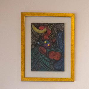 Giz de Cera / Lápis Emoldurado em sanduiche de vidro anti-reflexo