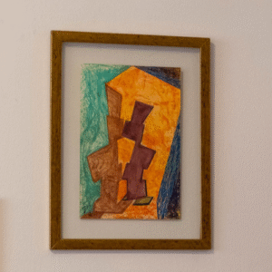 Giz de Cera / Lápis Emoldurado em sanduiche de vidro anti-reflexo