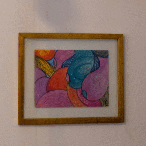 Giz de Cera / Lápis Emoldurado em sanduiche de vidro anti-reflexo