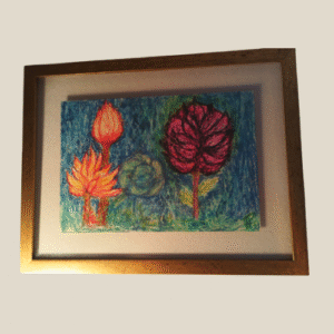 Giz de Cera / Lápis Emoldurado em sanduiche de vidro anti-reflexo