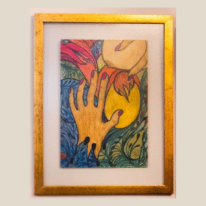 Giz de Cera / Lápis Emoldurado em sanduiche de vidro anti-reflexo