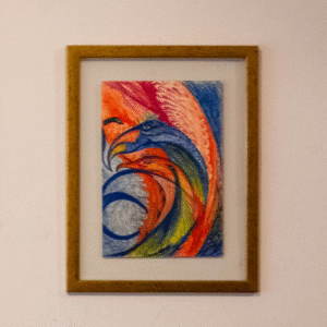 Giz de Cera / Lápis Emoldurado em sanduiche de vidro anti-reflexo